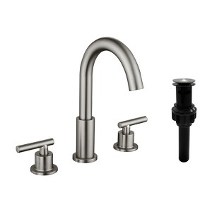Cobbe 3-Hole 8-Inch Widespread Bathroom Faucet Two-Handle Bathroom Sink Faucet with Pop-Up Drain Brushed Nickel - 1 of 4