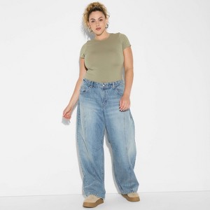 Women's Mid-Rise Must Have Barrel Jeans - Wild Fable™ - 1 of 3