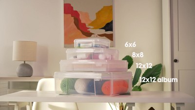 Clear Stackable Plastic Scrapbook Storage Box with Lid