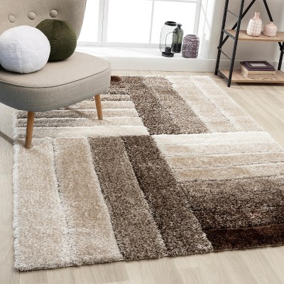 Luxe Weavers Lantanas Shag Geometric Area Rug, Modern, Stain Resistant, Plush Indoor Rug