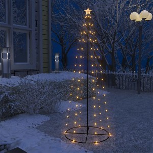 Aghana Digitals 2x6 ft Christmas Cone Tree with 100 Warm White LEDs, Star Top & IP44 - 1 of 4