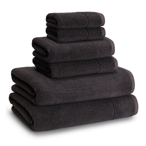 Egyptian Cotton Bath Towel Set of 6-Heavyweight Dark Gray 600 GSM