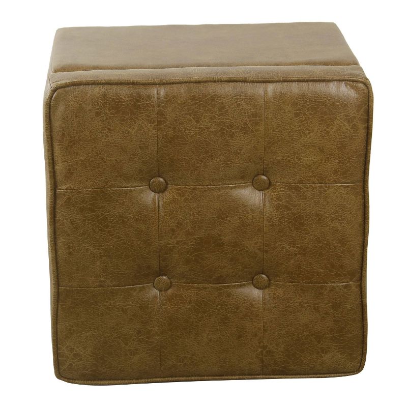 Square Tufted Faux Leather Storage Ottoman - HomePop, 3 of 16