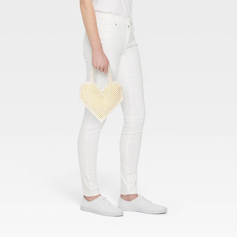Beaded Pearl Heart Clutch - A New Day&#8482; Off-White, 3 of 13