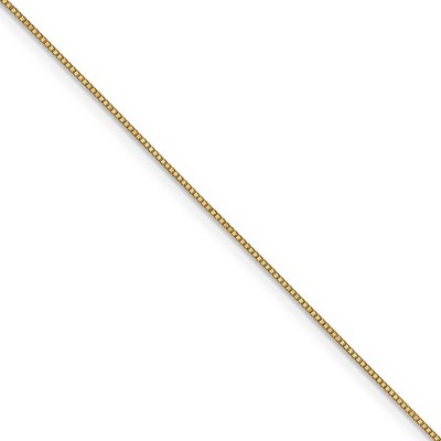 Black Bow Jewelry 0.7mm 14k Yellow Gold Solid Box Chain Lobster Clasp Necklace