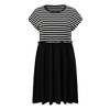 Women's Plus Size Striped Patchwork Gathered-Waist Crew Neck Raglan Sleeve with Pockets Midi Casual A-Line Dresses - GRACE & GRANDEUR - 4 of 4