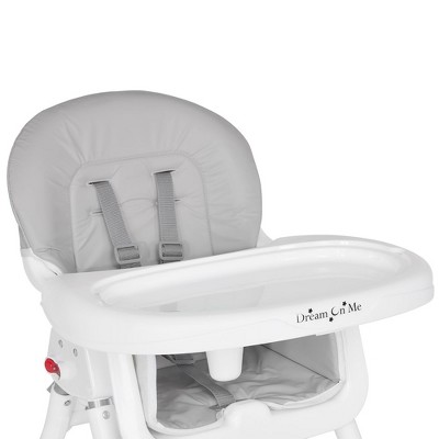 Gray and White Portable Convertible High Chair with Adjustable Tray