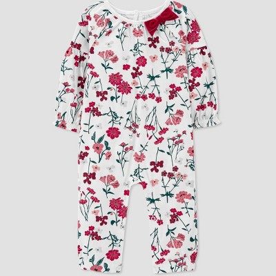 Image of Carter's Just One You® Baby Girls' Floral Jumpsuit - White 3M