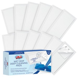 Lola Products Wet Jet Refills, Compatible w/ Swiffer Wet Jet Mop, Floor Cleaner Pads - Hardwood, Linoleum, Laminate, Marble & Vinyl - 12 Pads - 1 of 4