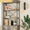 Tall Bookshelf with Doors - 74 In Industrial Storage Open Rack Shelf, Wood and Metal Bookcase, Farmhouse Style, Large Vintage Display Rack, Home - 4 of 4