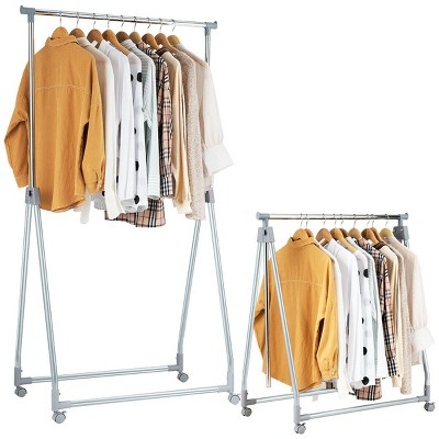 Costway Extendable Clothing Garment Rack Heavy Duty Foldable Clothes Rack W hanging Rod Target