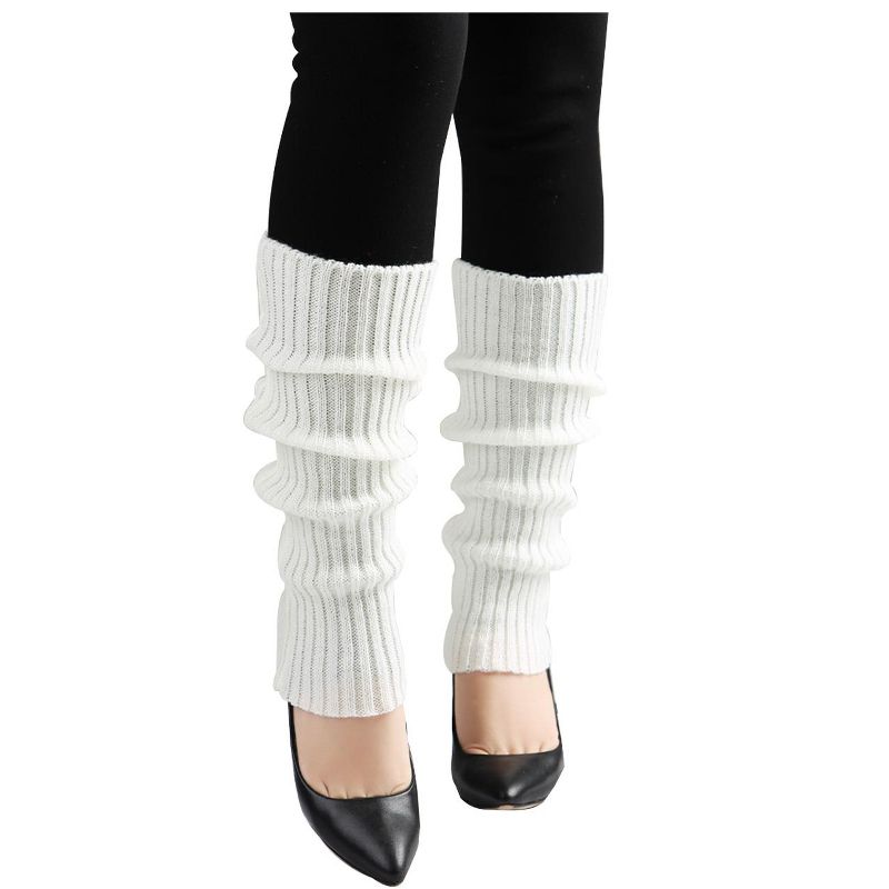 Allegra K Women's Knitted Solid Color Warm Knee High Length Ribbed Leg Warmers, 1 of 7