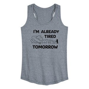 Women's - Peanuts - Tired Tomorrow Graphic Racerback Tank - 1 of 4