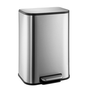 8 Gallon Kitchen Trash Can with Lid, Stainless Steel Garbage Can with Foot Pedal & Removable Inner Bucket, Rectangular Step On Waste Bin (Silver, 30L) - 1 of 4