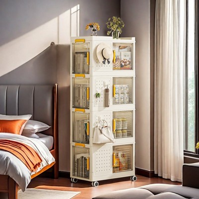 Hrinhom 51.6"H 4-Tier Rolling Storage bookcase with Wheels