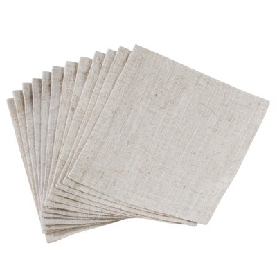 Natural Poly-Linen Blend Dinner Napkins Set of 12