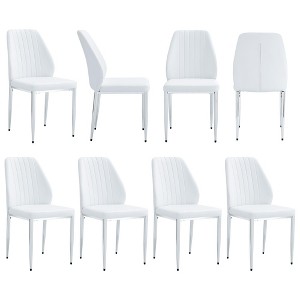 Sapphtopaz Modern PU Dining Chairs Armless Upholstered Living Room Chairs with Extended Backrest and Metal Legs Chair for Dining Room - 1 of 4