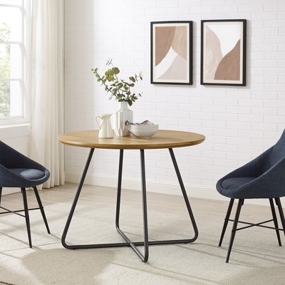 GDFStudio Angelo 4-Seat Wood Round 40" Dining Table with Steel X-Base