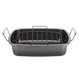Cuisinart 16" Carbon Steel Roaster with Rack: Nonstick, Dishwasher & Oven-Safe, Riveted Stainless Steel Handles - 1 of 4