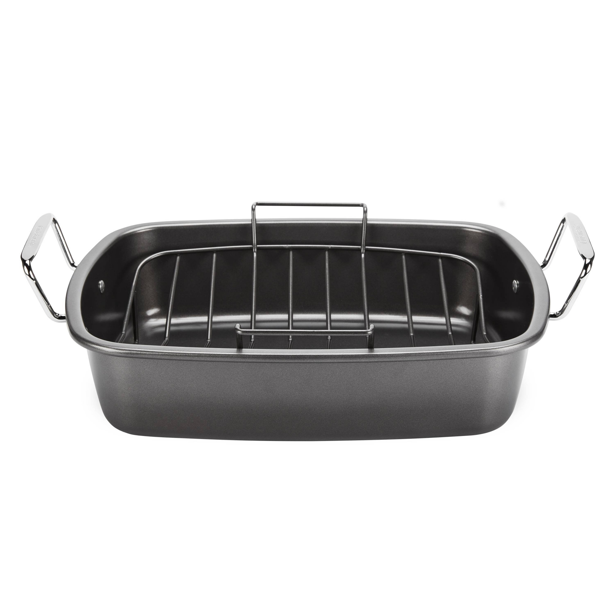 Cuisinart 16" Carbon Steel Roaster with Rack: Nonstick, Dishwasher & Oven-Safe, Riveted Stainless Steel Handles