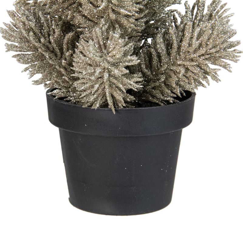 Northlight 8.5 Potted Champagne Metallic Glitter Artificial Pine Christmas Tree  - Unlit, 3 of 4