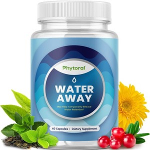 Water Away Capsules, Premium Water Loss Pills Diuretic Pure Dietary Supplement, Phytoral, 60 or 90ct - 1 of 4