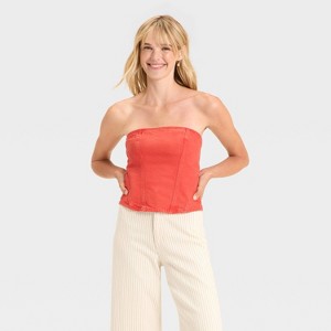 Women's Denim Corset Tube Top - Universal Thread™ - 1 of 3