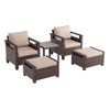 Sonkuki 5 Pieces PE Rattan Patio Chairs & Side Table, Patio Furniture with Cushion, Ottomans for Lawn, Sand - 2 of 4