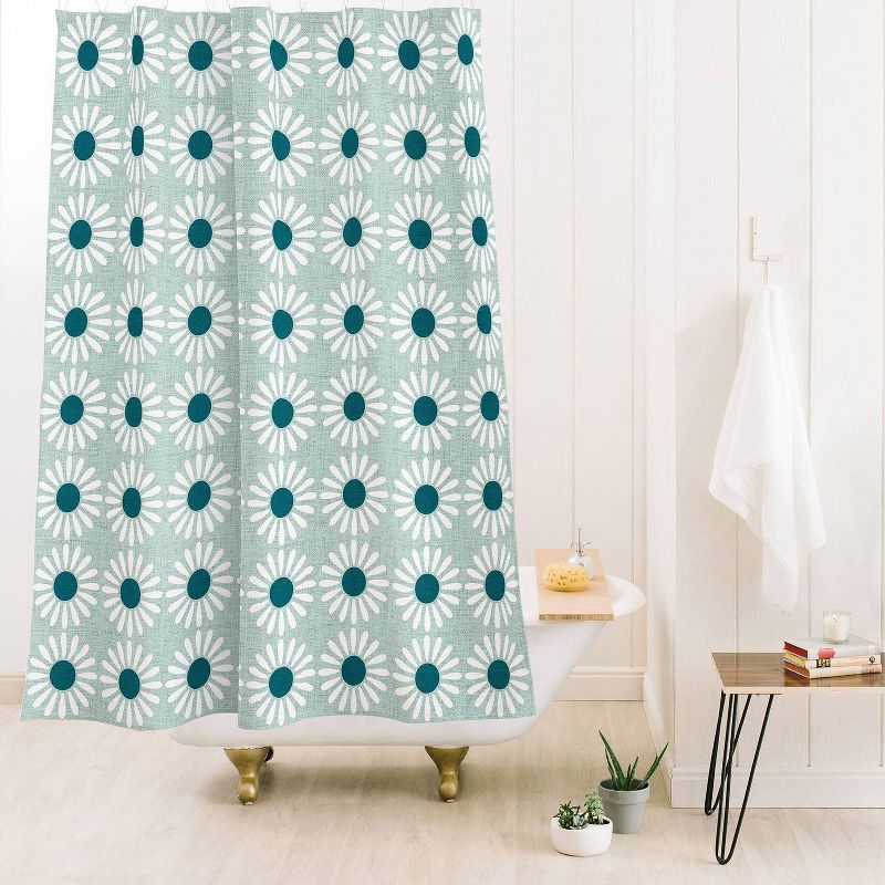 Schatzi Brown Retro Jumbo Daisy Mint Shower Curtain White - Deny Designs, 4 of 7
