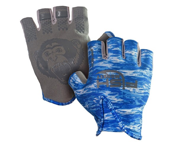 Fish Monkey Gloves Stubby Guide Gloves Medium Blue Water Camo