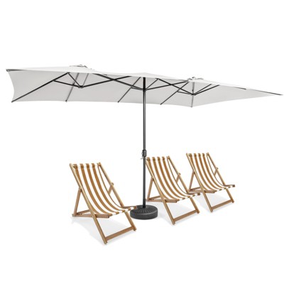 Tangkula 15FT Double-Sided Market Umbrella Large Crank Handle Vented Twin Patio