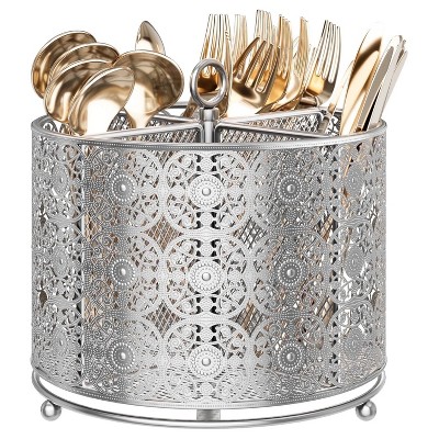 LunaLulinlk 360° Rotating Utensil Caddy Countertop Cutlery Silverware Caddy Holder with 4 Compartment