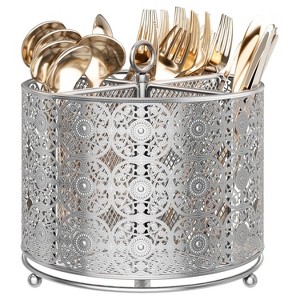 LunaLulinlk 360° Rotating Utensil Caddy Countertop Cutlery Silverware Caddy Holder with 4 Compartment - 1 of 4