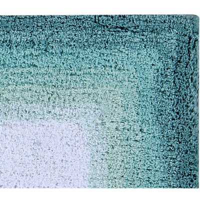 Turquoise Cotton Tufted Ombre Bath Rug Set