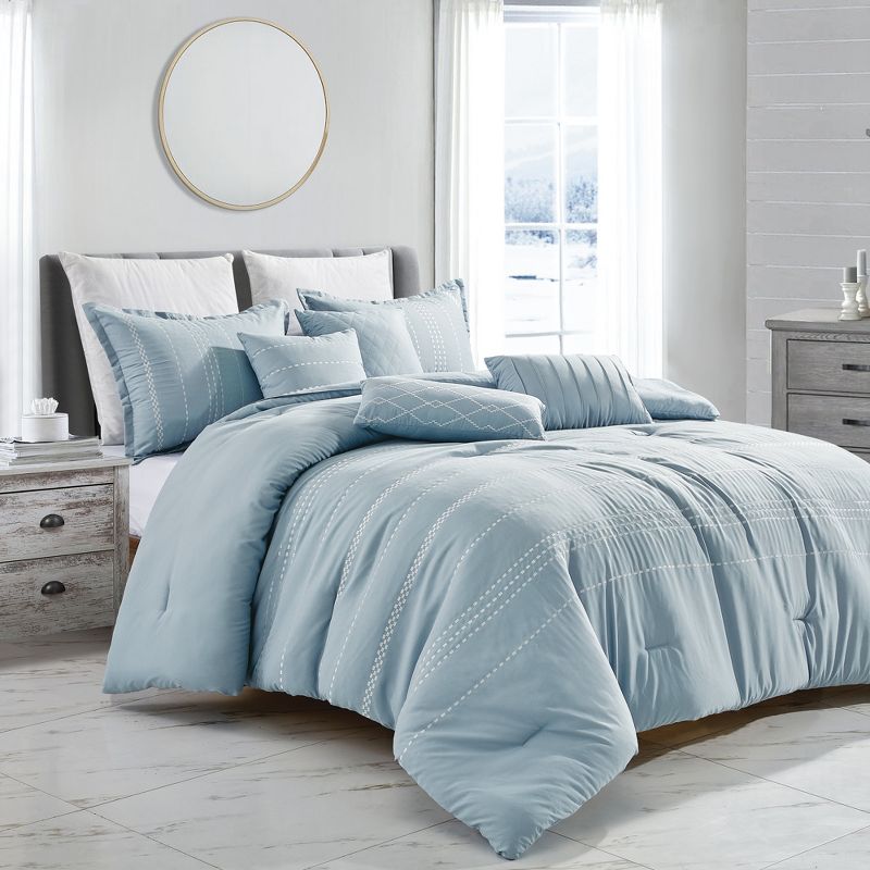 Esca Justine  Warm & Cozy 7pc Comforter Set:1 Comforter, 2 Shams, 2 Cushions, 1 Decorative Pillow, 1 Breakfast Pillow, 1 of 6