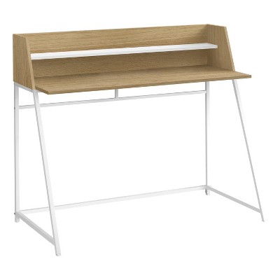 Monarch Specialties Computer Desk Home Office Laptop Storage Shelves 48InchL Work Metal Laminate Natural White Contemporary Modern