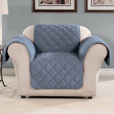 Suede Microfiber Chair Furniture Protector Cover Blue - Sure Fit