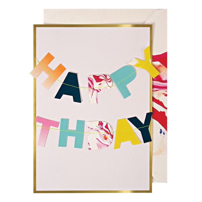 Meri Meri Marble Birthday Garland Card (Pack of 1), 1 of 6