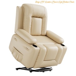 Power Lift Recliner Chair w/ Heat & Massage – PU Leather Single Sofa for Living Room & Home Theater – Remote Controlled, Modern Comfort for Elderly - 1 of 4