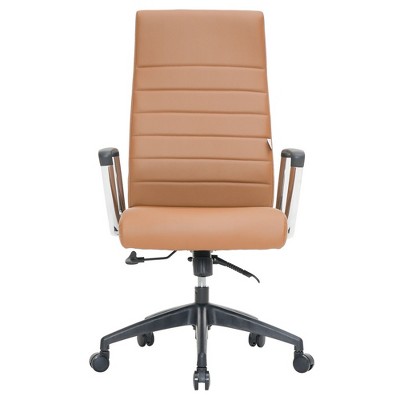 Hilton High-Back Swivel Leather Office Chair in Light Brown