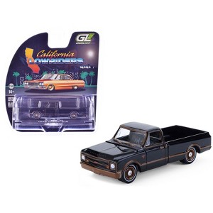 1972 Chevrolet C10 Pickup Truck Lowrider Black with Bronze Stripes 1/64 Scale Diecast Model Cars by Greenlight - 1 of 4
