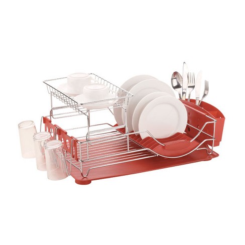 MegaChef 17.5 Red Dish Rack