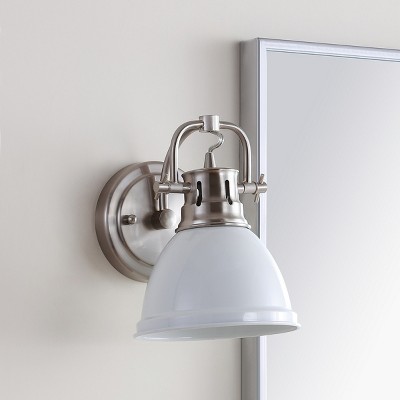 Chrome and White Modern Bathroom Sconce with Chic Shade