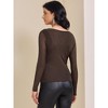 INSPIRE CHIC Women's Semi Sheer Long Sleeve Ruched V Neck Sequin Panel Casual Party Shirt - 4 of 4