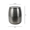 happimess Merida Modern Rustic Hammered Metal Drum Storage Side Table with Lid - 2 of 4