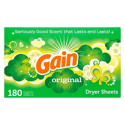 Gain Fabric Softener Dryer Sheets, Original Scent, 180 Count