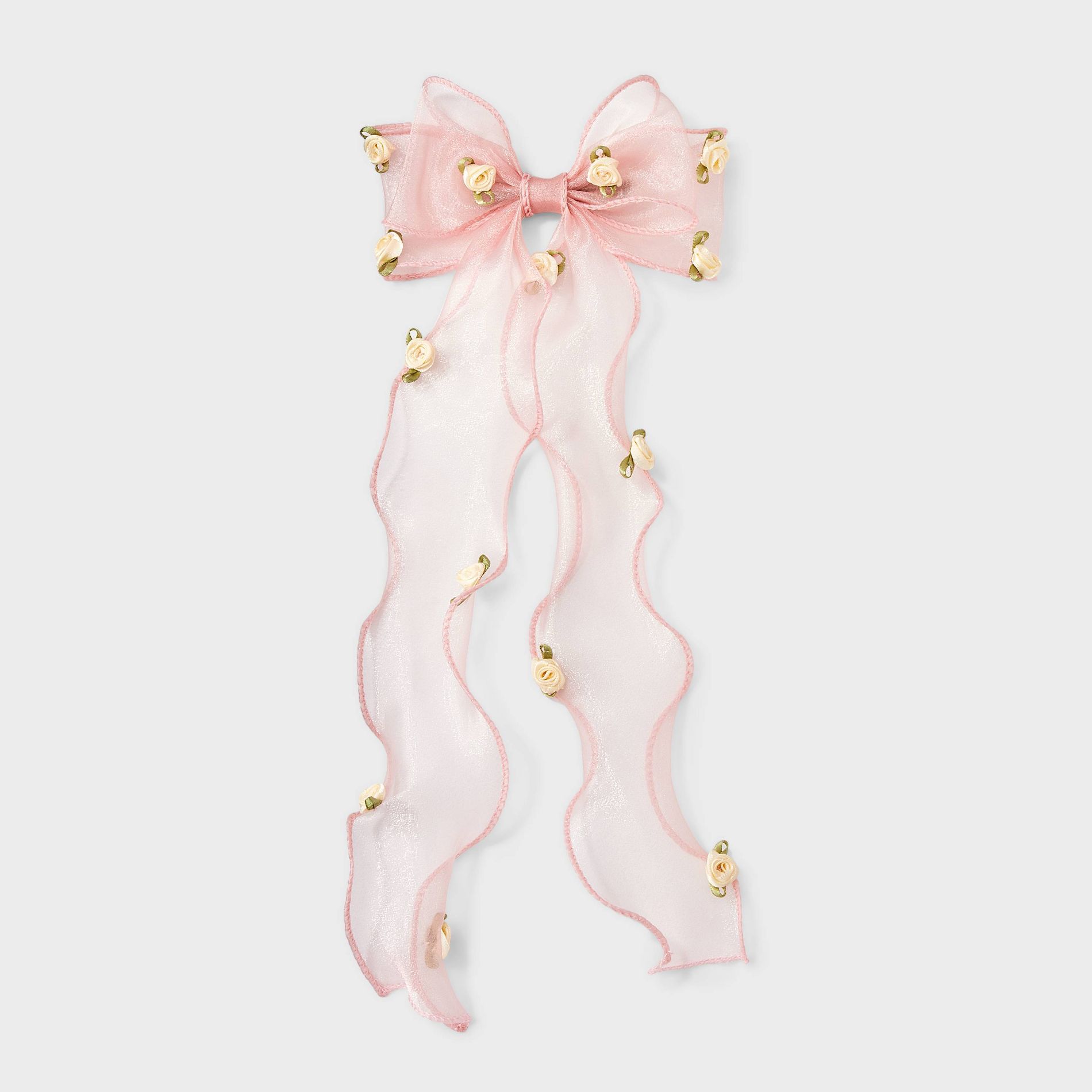 Rosette Sheer Ribbon Hair Bow - Wild Fable™ Pink