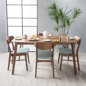 GDFStudio Balfern 5 Pieces Mid Century Modern Upholstered Wood Dining Set - 1 of 4