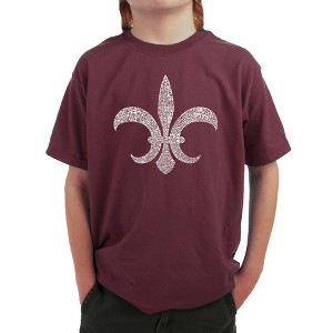 LA Pop Art Boy's Word Art T-shirt - FLEUR DE LIS - POPULAR LOUISIANA CITIES - 1 of 4