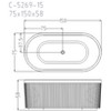 59" Acrylic Freestanding Bathtub, Contemporary Soaking Bathtub with Pop Up Drain & Overflow, Soaking Bath Tubs for Bathroom UPC Certified Black 2 - 4 of 4